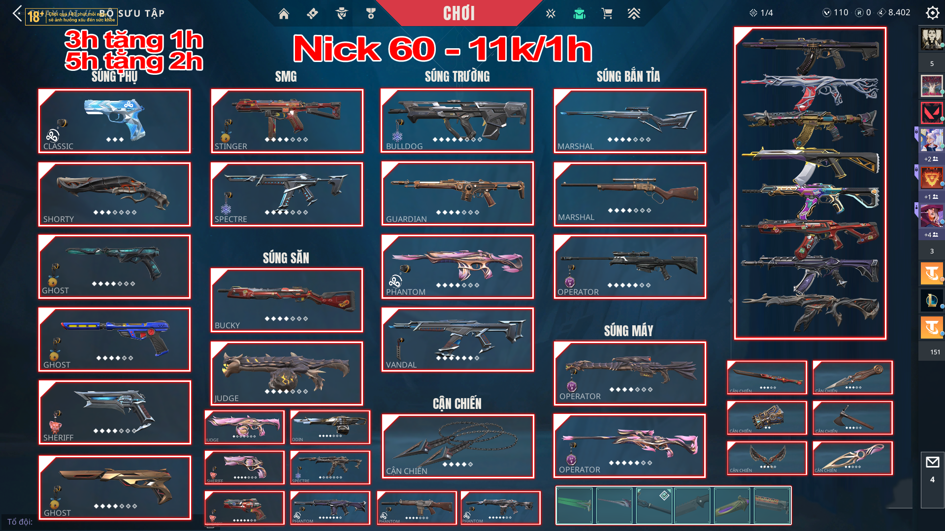 Thuê Account 60 - Thuê Nick Valorant -  99+ Skin - Neo/Arcane/Mystbloom/Pri....