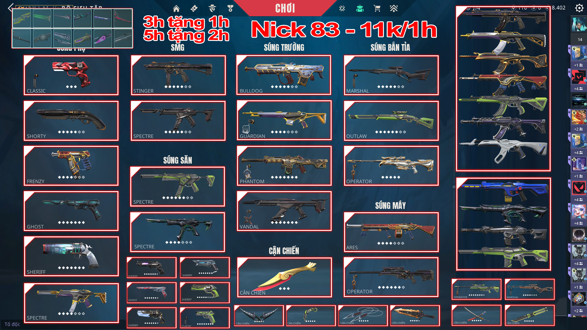 Thuê Account 83 - Thuê Nick Valorant -  99+ Skin -  Helix/ Kuronami/ Chaos/ Oni.....