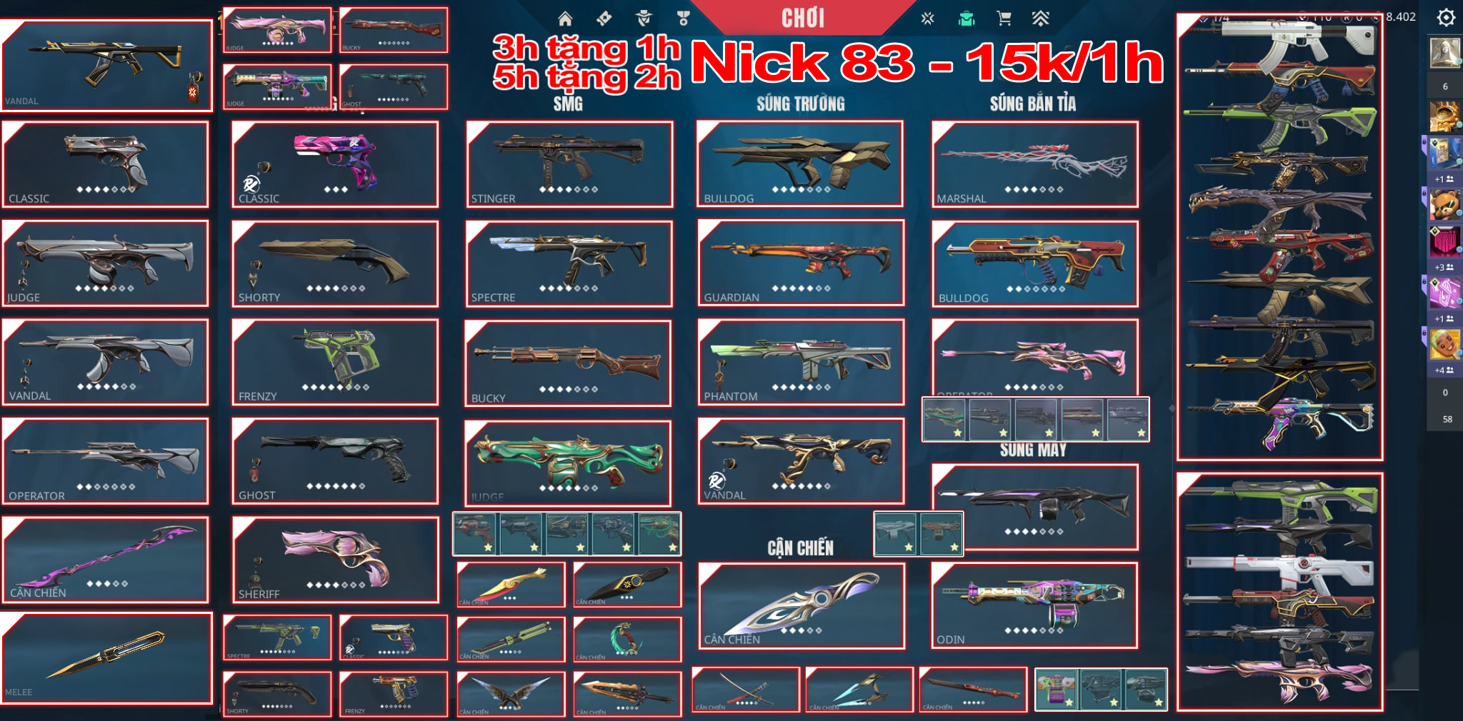 Tài khoản Valorant Random Skins - 5k-8k VP