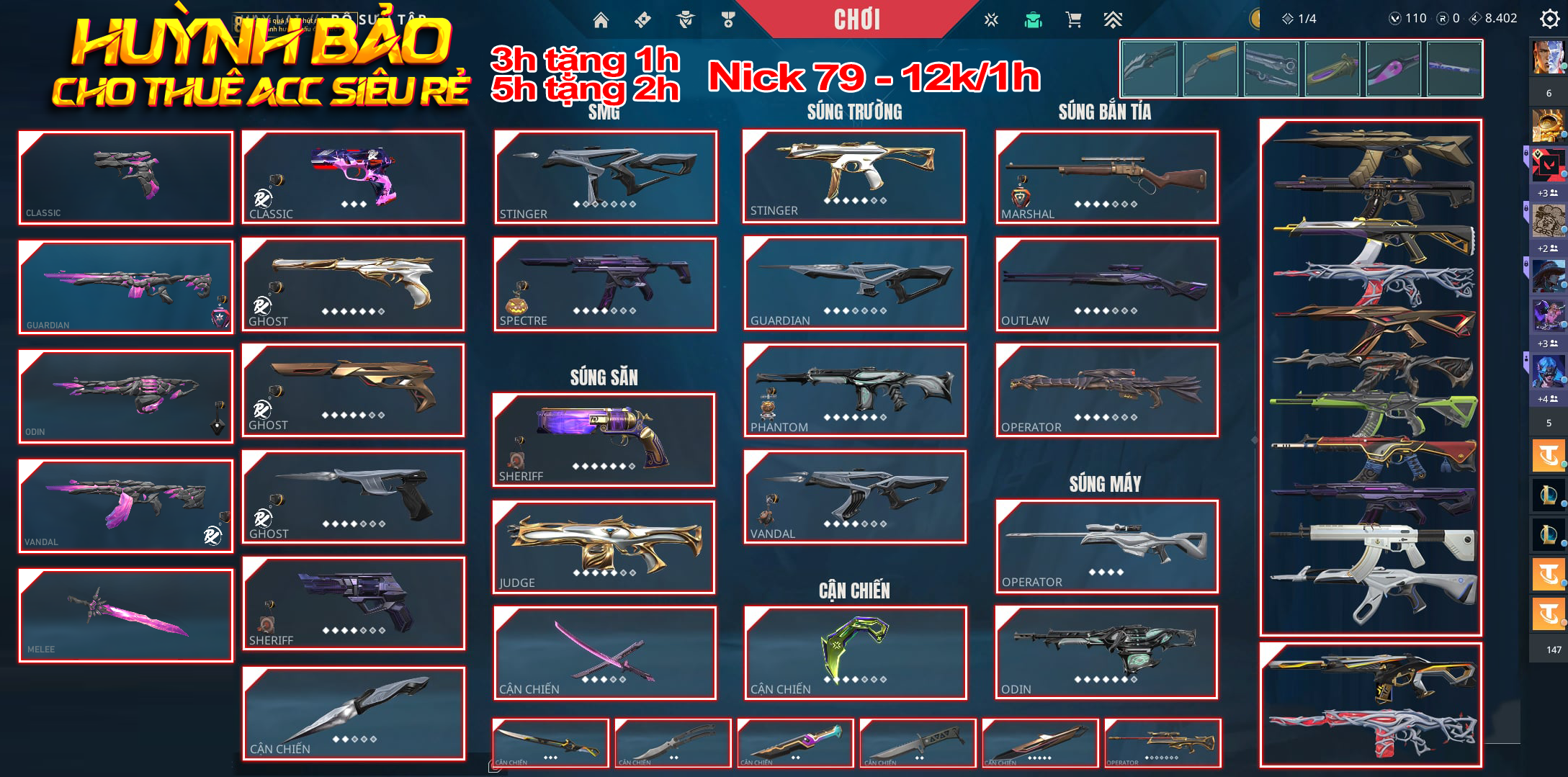 Thuê Account 81 - Thuê Nick Valorant -99+ Skin - Champ 22 23 25/ RGX/ Chaos