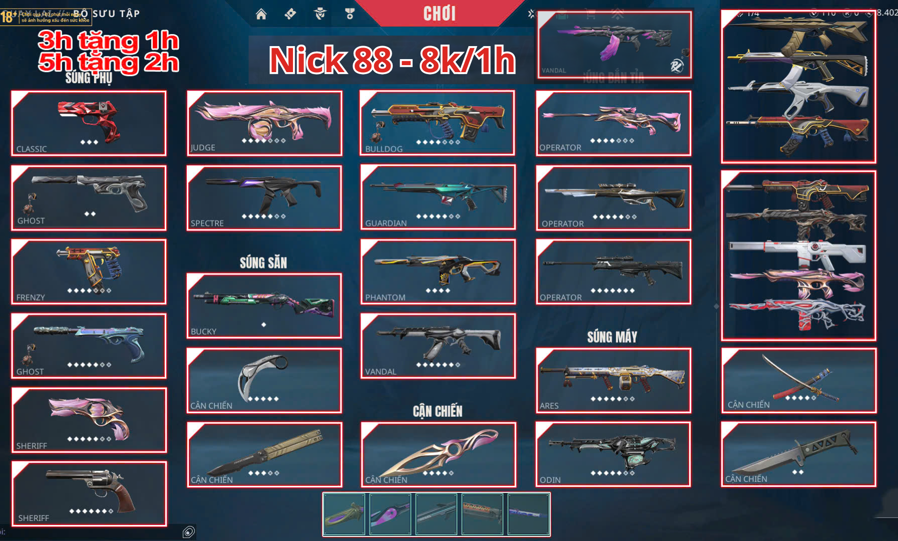 Thuê Account 88 - Thuê Valorant - 99+ Skin - Divengence - Envori - Akayashi....