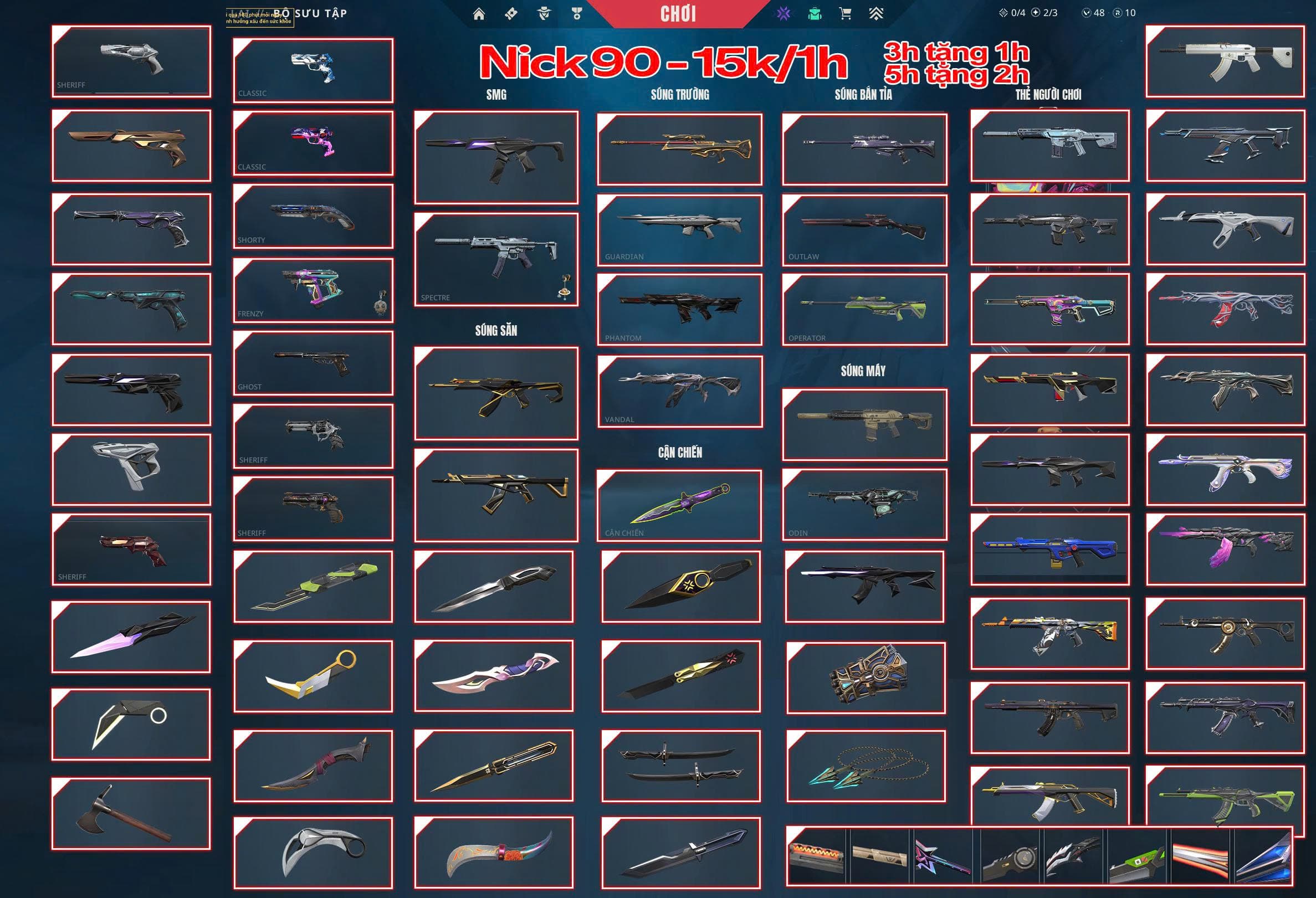 Thuê Account 90 - Thuê Valorant - 99+ Skin - VCT 21 - Champion 22 23 - Akayashi...