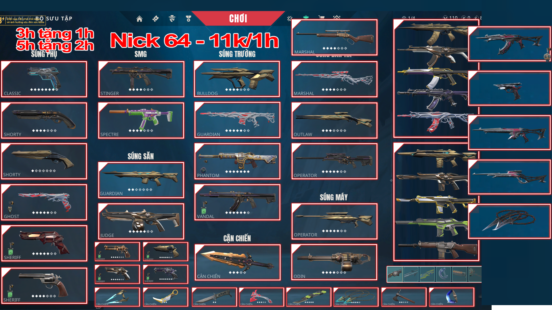 64 - Thuê Acc (Nick) Valorant Có 99+ Skin | BlackThorn + Neo + Araxys + Gaia + RGX